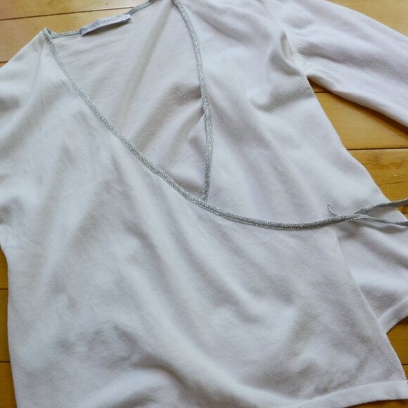 Patrick Gerard Wrap Blouse with Metallic Trim Size 2 XS - Picture 3 of 7